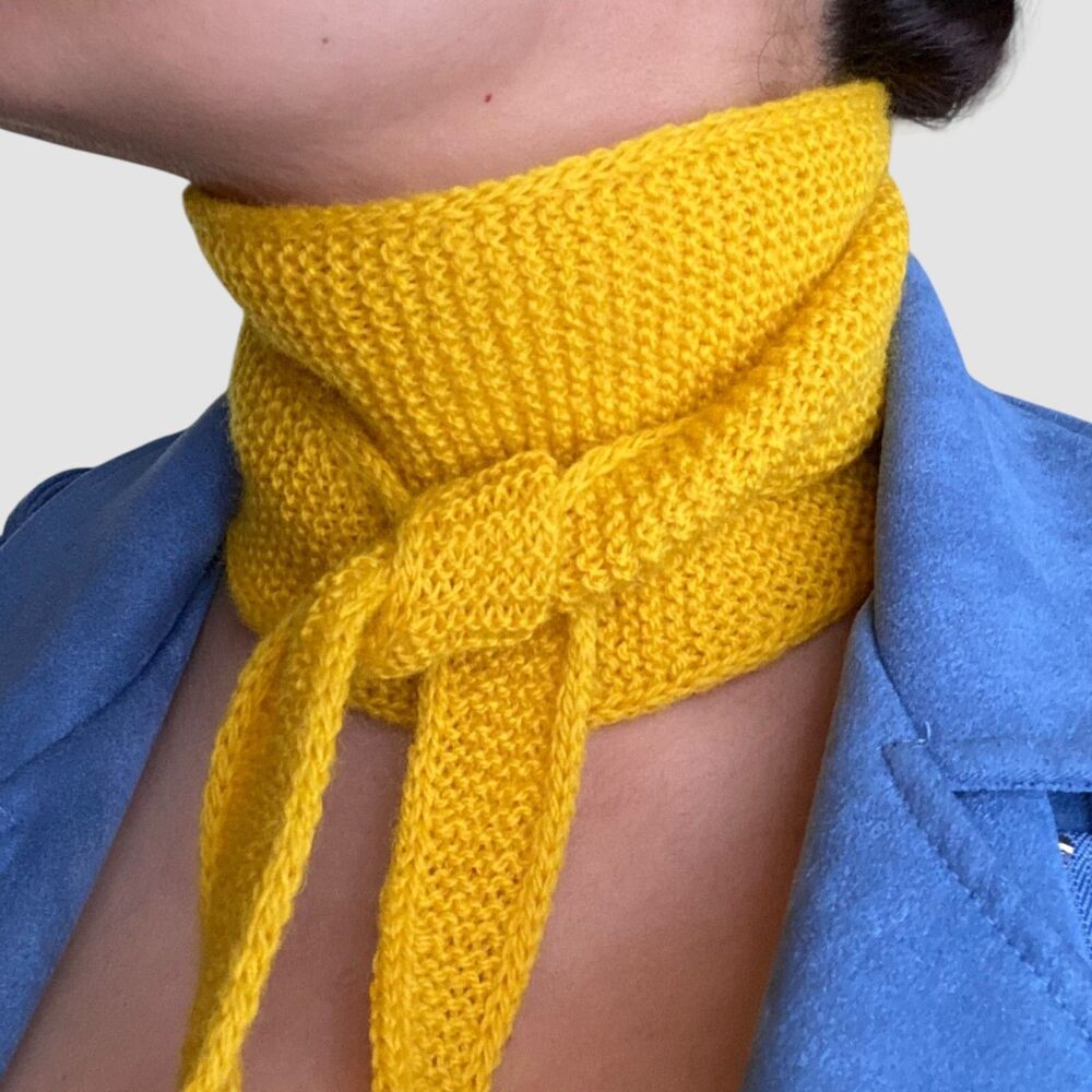 Sophie Scarf 100% Peruvian Wool Yellow Neck Warmer Neckerchief Hand Knitted